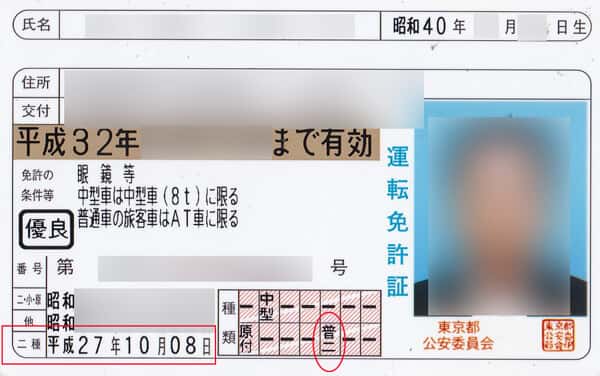 発行された運転免許証